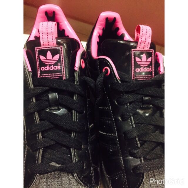 adidas superstar black and pink