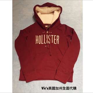 ✨過年清倉 Hollister 酒紅鋪毛帽踢XS