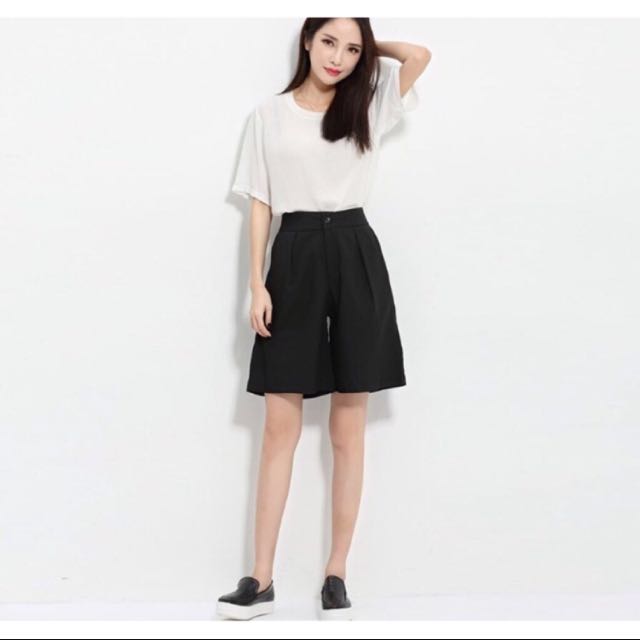 Black Midi Culottes, Women's Fashion 