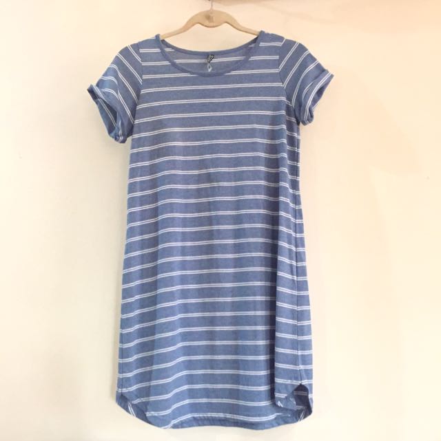 blue striped t shirt dress