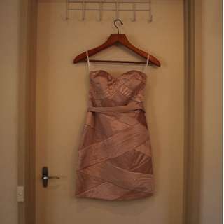 Honey & Beau Strapless Bronze Dress