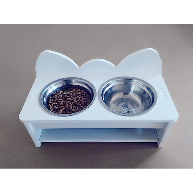 木塑双口宠物碗架 猫碗架 可拆可水洗 卫生环保 猫用品