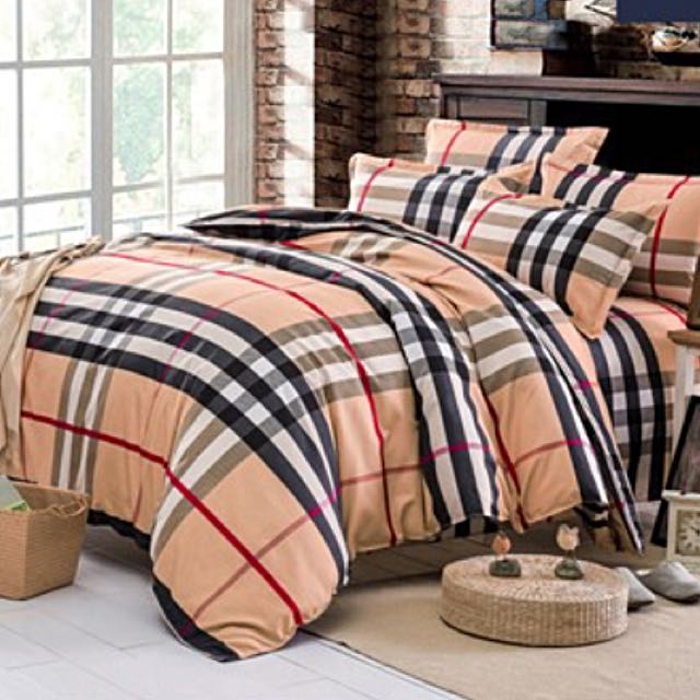Burberry Inspired Bedsheet Set King, Furniture & Home Living, Furniture,  Tables & Sets on Carousell