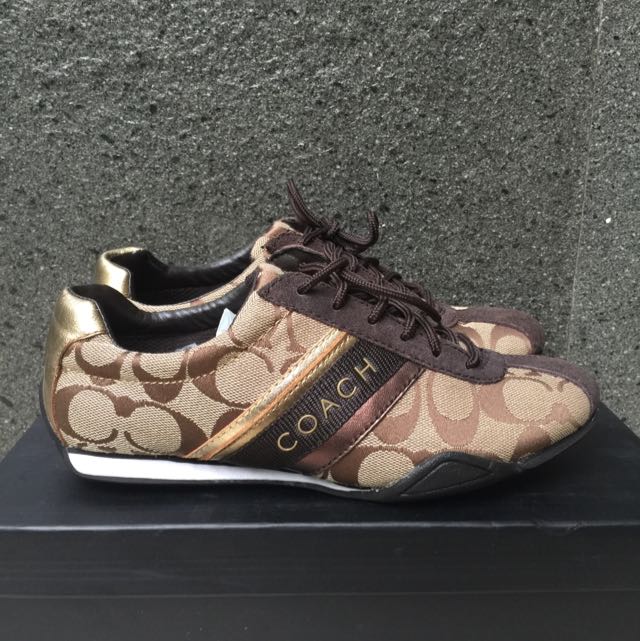 COACH JAYME SNEAKERS SHOES SIGNATURE BROWN GOLD SIZE 5