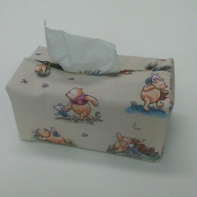 handmade tissue box fabric cover - pooh bear