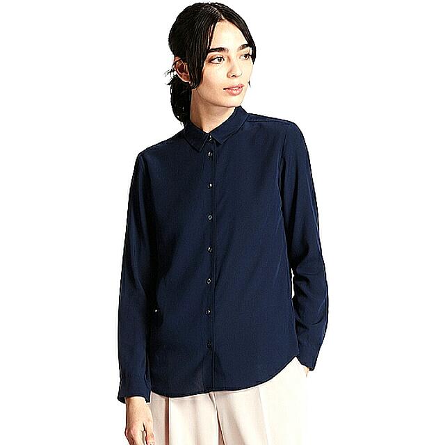 Navy blue long sleeve blouse womens