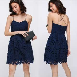 BNWT Love, Bonito (LB) Larynx Lace Dress (Navy, Size S) (OOS on website)