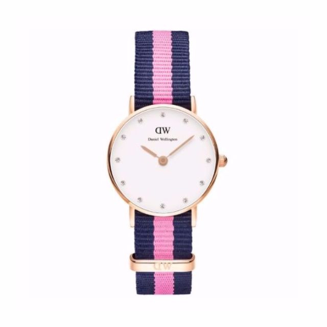 Daniel Wellington Ladies Rose Gold 26mm Winchester Blue Pink Nato Strap Swarovski Watch 0906 DW Women s Fashion Watches Accessories Watches on Carousell