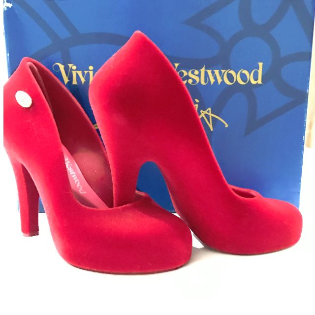 Vivienne Westwood Melissa red velvet shoes