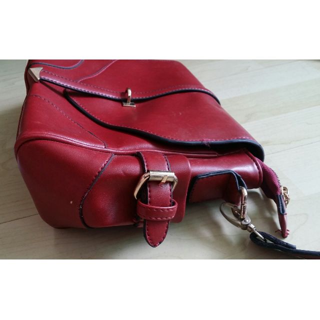 Red vinyl shoulder bag