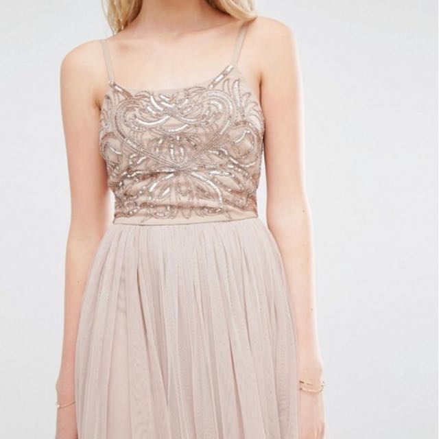 Maya cami strap maxi dress with tulle skirt and embellishment shop
