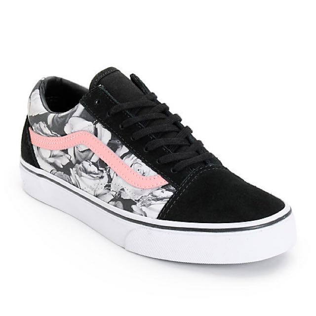 buy \u003e black and white vans with roses 
