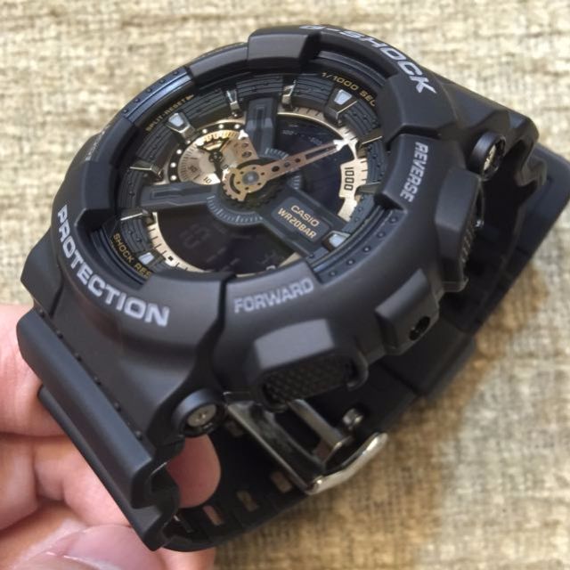 Casio G Shock GA 110RG 1A Black Resin Band Rose Gold Trims