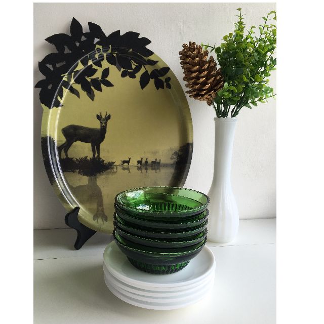 5 Vintage Milk Glass Saucers marked "FRANCE", Furniture & Home Living, Kitchenware & Tableware