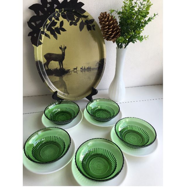 5 Vintage Milk Glass Saucers marked "FRANCE", Furniture & Home Living, Kitchenware & Tableware