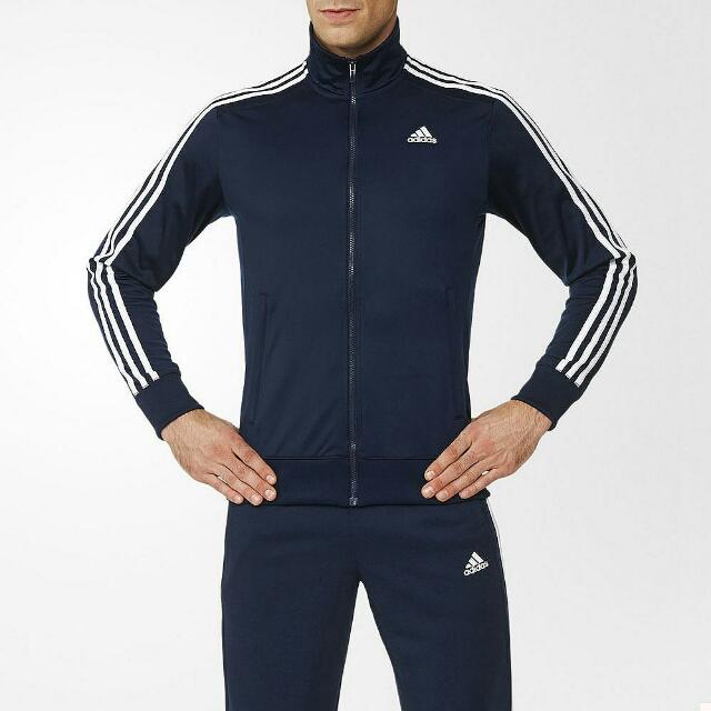 Adidas 2016 Essentials 3 Stripes Polyester Men s Track Top Jacket Navy AK1750