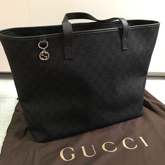Gucci Tote Bag Black Canvas Wh