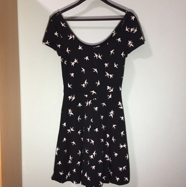 h&m bird print dress