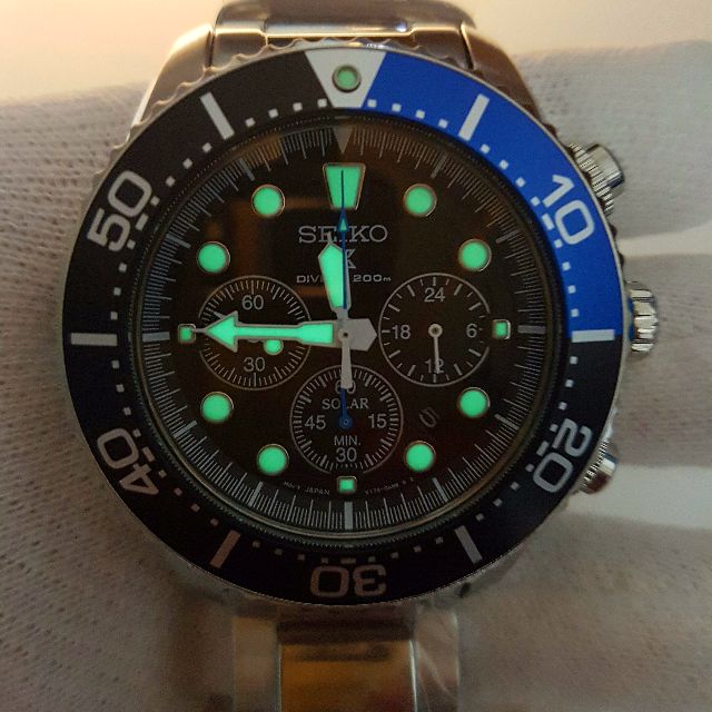 SEIKO SEIKO SOLAR DIVERS SSC017 SSC017P SSC017P1 GENTS STAINLESS STEEL CASE CHRONOGRAPH WATCH