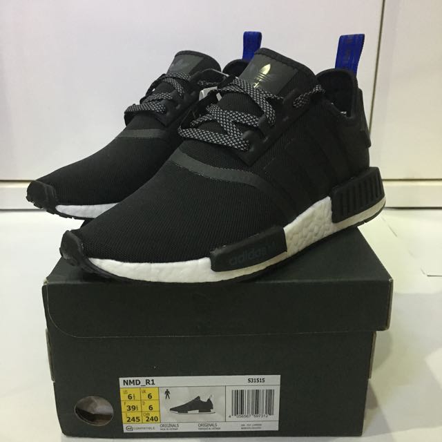 Nmd black blue tag top