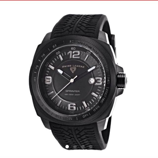 BNIB Swiss Legend Sprinter Black Silicone Watch