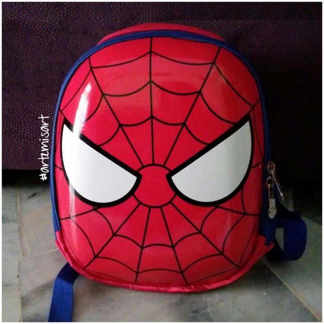 Spiderman Hardshell Backpack (Category: Babies & Kids Fashion) located in Seri Kembangan. Submitted by artemisart (Listing ID 85440167, Image 1). Description: Material: Oxford cloth & PVC Size: 28 x 23 x 11 cm Style: Shoulder bagpack Suitable: Kindergarten Capacity: Can store umbrella , Ipad, etc. See last picture for inside look..