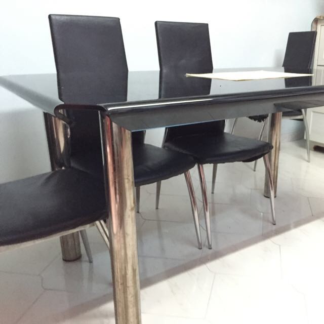 Thick Glass Dining Table For 6, Furniture & Home Living, Furniture