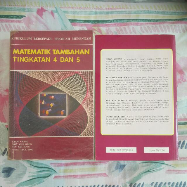 Giveaway Matematik Tambahan Tingkatan 4 5 Book Books Stationery Books On Carousell