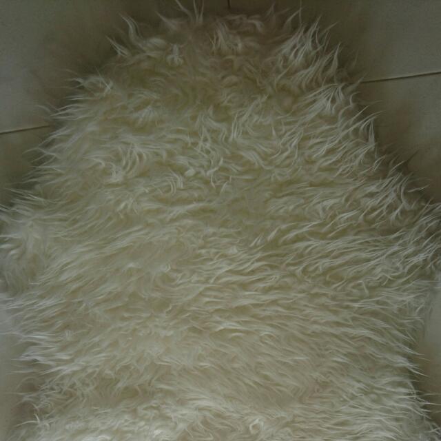 Ikea Tejn White Faux Fur Rug, Furniture & Home Living, Home Decor