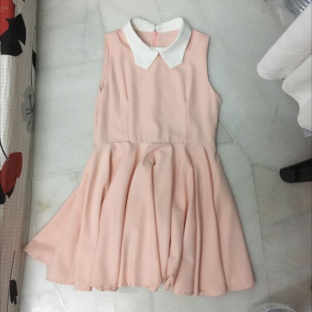 Premium Pastel Pink Peterpan Collar Dress, Women's Fashion, Dresses ...