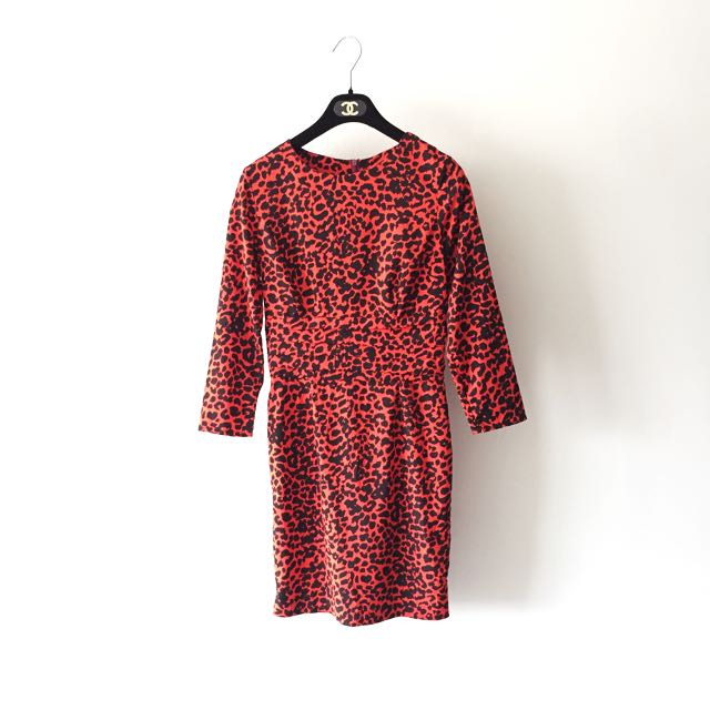 topshop red leopard print dress