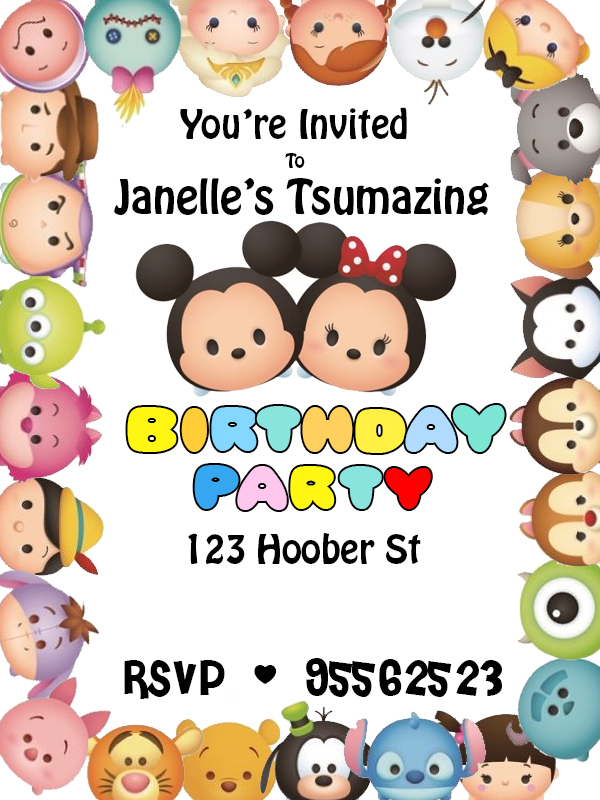 Tsum Tsum Birthday Invitation Design Craft Handmade Craft On Carousell