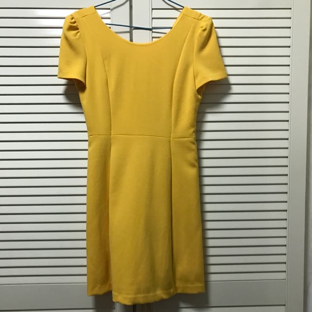 ZARA TRAFALUC Yellow Dress, Women's 