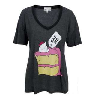 REDUCED! WILDFOX Wonderland "Eat Me Drink Me" Clean Black Oversized T-shirt | Size XS | RRP $120