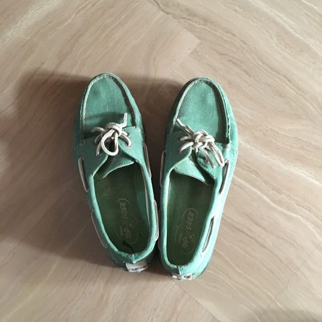 green sperry shoes