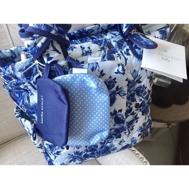Laura ashley diaper bag blue floral 2025