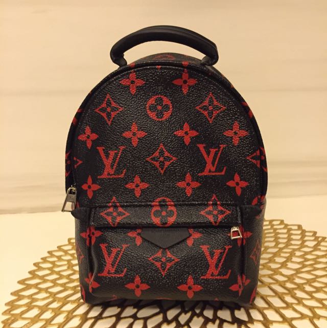 Louis vuitton palm springs sales mini black and red