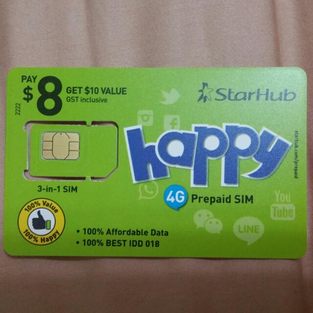 Starhub Happy Prepaid SIM Card 8, Mobile Phones & Gadgets, Mobile & Gadget Accessories, Sim