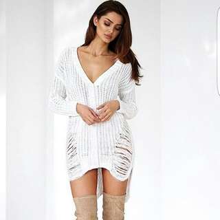 BNWT White Knit Oversize Dress