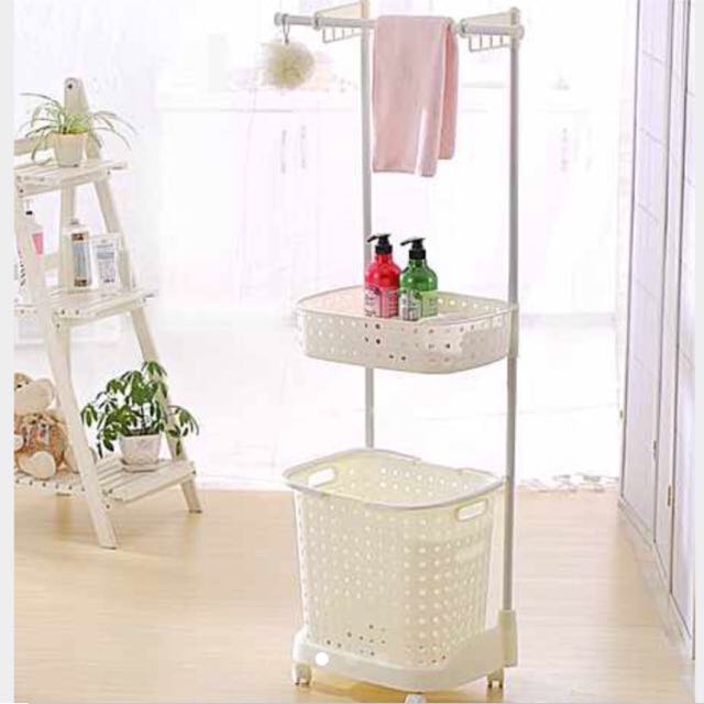 Laundry Basket With Second Tray and Towel Rack on wheels Furniture Home Living Home Improvement Organisation Storage Boxes Baskets on Carousell