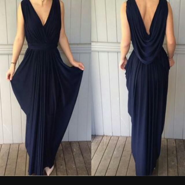 sheike grecian maxi dress navy