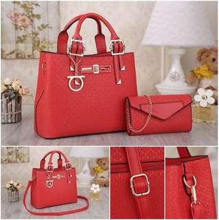 NS0456 Red Black Gold Brown - Tas Paket, Tas Kantor, Tas Pesta - Hand Bag, Tas Selempang - Tas Murah - Tas Import