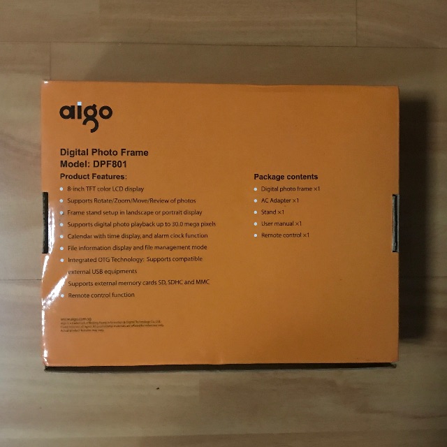 AIGO 8" Digital Photo Frame (DPF801) NEW!, Furniture & Home Living