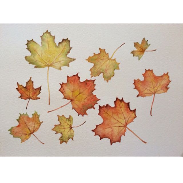 Autumn Leaves Wall Art Watercolor Painting Wall Decor Furniture Home Decor On Carousell