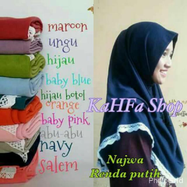 Jilbab Instan Najwa Renda Putih Warna Coklat Tua Olshop Fashion