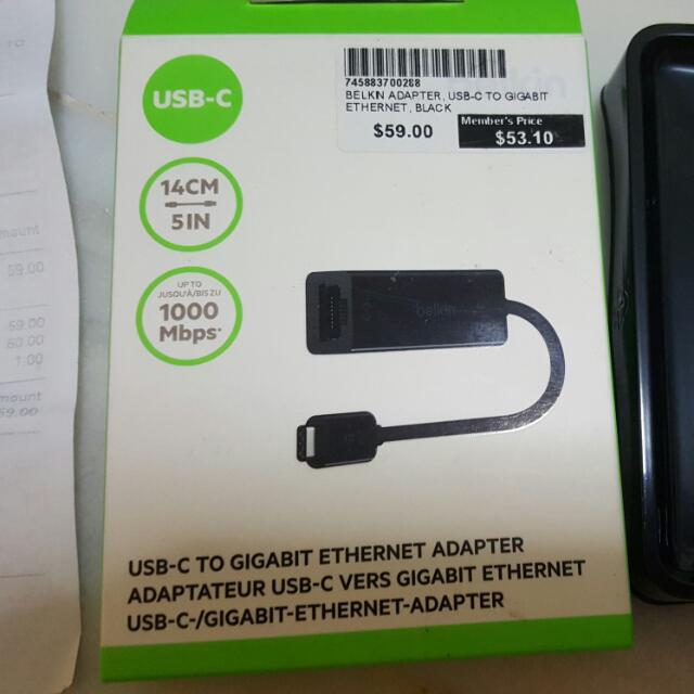 Belkin Usb C To Gigabit Ethernet Adapter Electronics