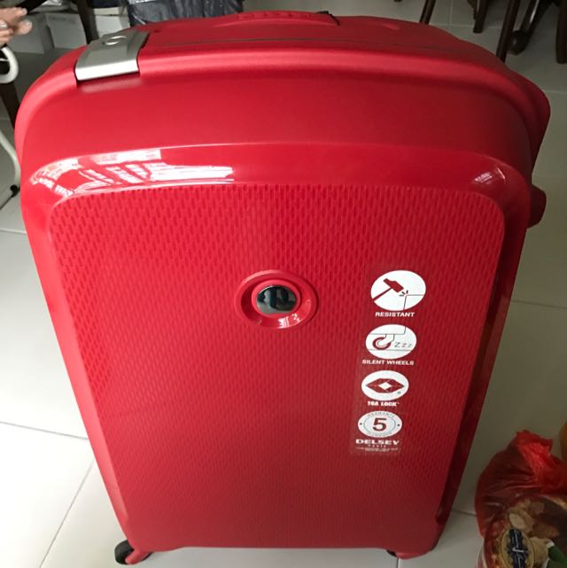 delsey red suitcase