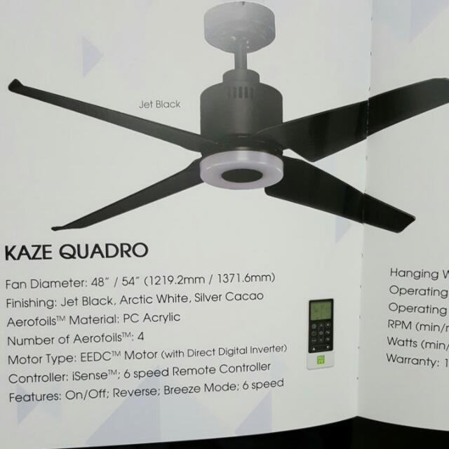 Kaze Quadro 48 54 Ceiling Fan Furniture Home Decor On Carousell