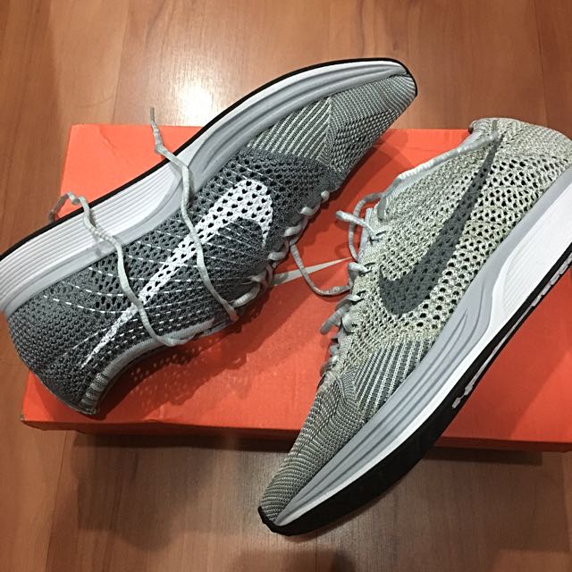 Nike Flyknit Racer Pure Platinum Sz 9.5 Men s Fashion Footwear Sneakers on Carousell