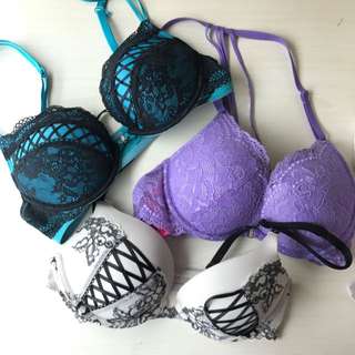 La Senza Lace Black White Turquoise Purple Bra 75 B
